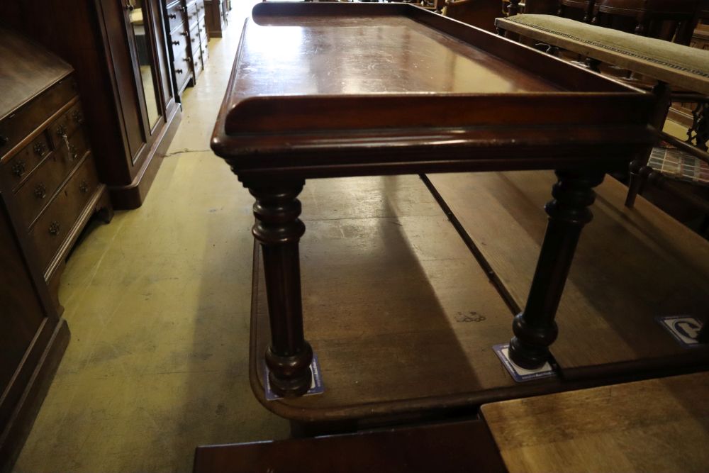 A Victorian mahogany coffee table (converted from a buffet), width 125cm depth 58cm height 50cm